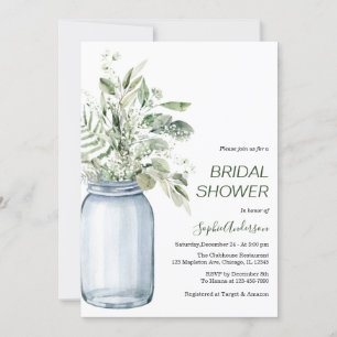 Gypsophila Mason Jar Eucalyptus Brautparty Einladung