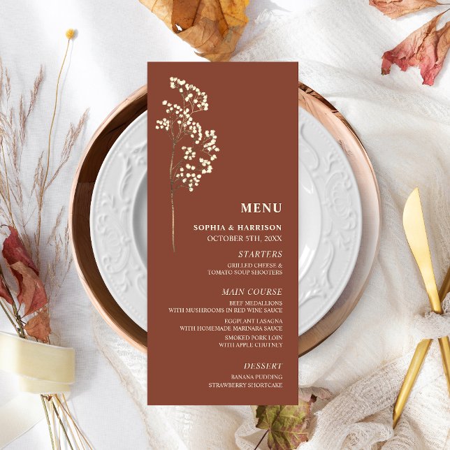 Gypsophila Terracotta Gipskraut Wedding Menu Menükarte (Von Creator hochgeladen)