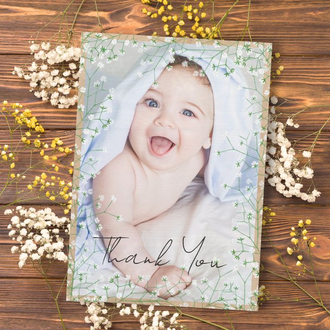 Gypsophila Watercolor Floral Boho Niedlich New Bab Dankeskarte (Von Creator hochgeladen)