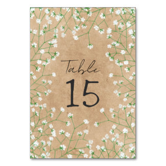 Gypsophila Watercolor Floral Rustic & Boho Wedding Tischnummer