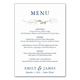 Gypsophila Wreath Menu Card Tischnummer