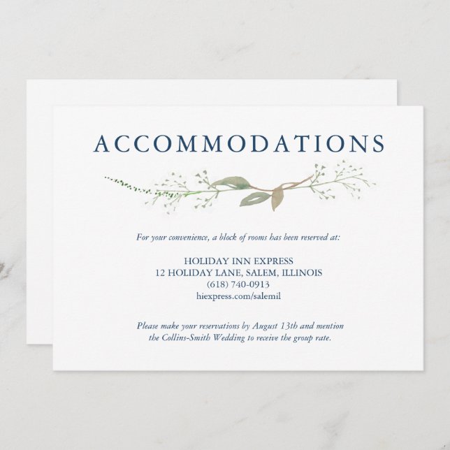 Gypsophila Wreath Wedding Enclosure Einladung (Vorne/Hinten)