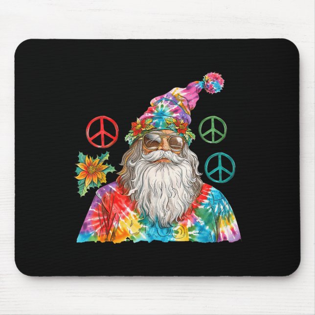 Gypsy Santa Claus Hipe Tie Dye Groovy Christmas  Mousepad (Vorne)