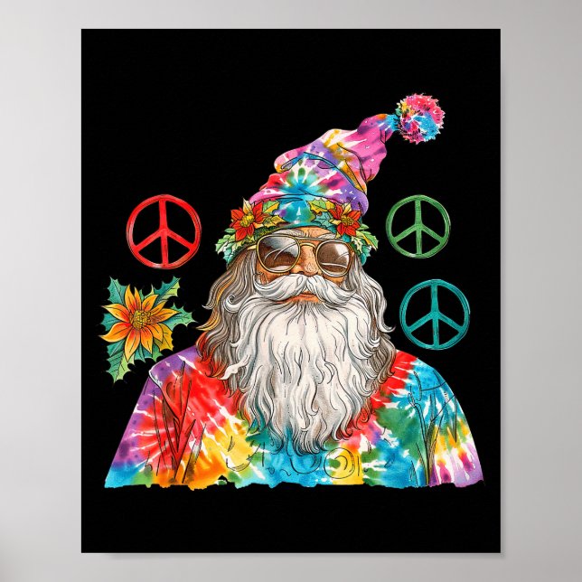 Gypsy Santa Claus Hipe Tie Dye Groovy Christmas  Poster (Vorne)