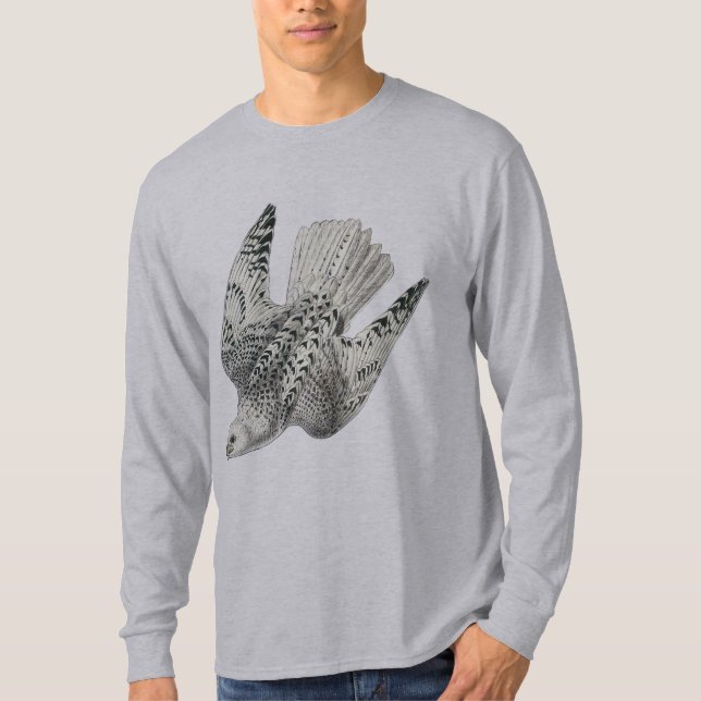 Gyrfalcon Falke-tauchende Vintage Kunst T-Shirt (Vorderseite)