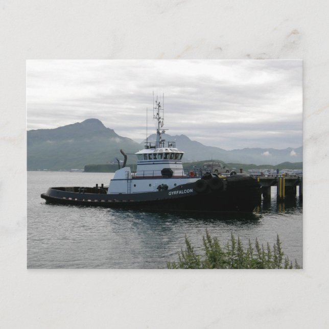 Gyrfalcon Tugboat in Dutch Harbour, AK Postkarte (Vorderseite)