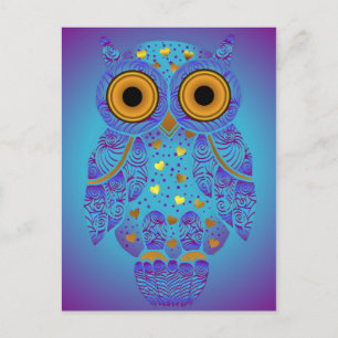 H00t Owl Blues Postcard Postkarte