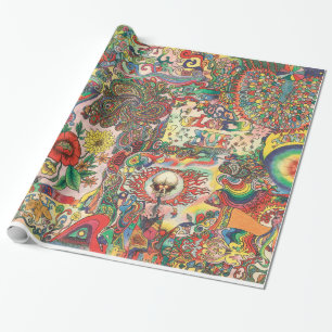 H081 psychedelisches 1969 geschenkpapier