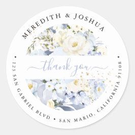 H2 Blue Hydrangea Cream Rose Gastgeschenke Hochzei Runder Aufkleber