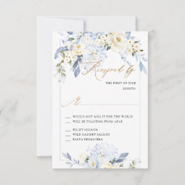 H2 Blue Hydrangea Cream Rose RSVP-Karten Einladung