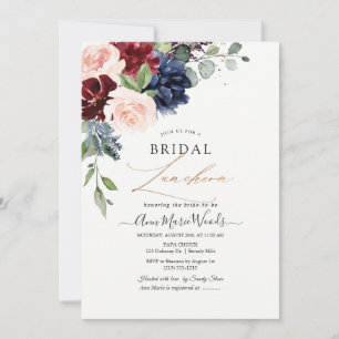 H2 Blush Navy Burgund Blume Bridal Mittagessen Einladung