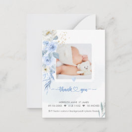 H2 Dusty Blue Birth Announcement Dusche Vielen Dan Mitteilungskarte