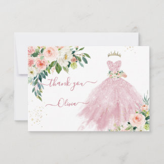 H2 Sparkling Pink Quinceanera Kleid Vielen Dank Einladung