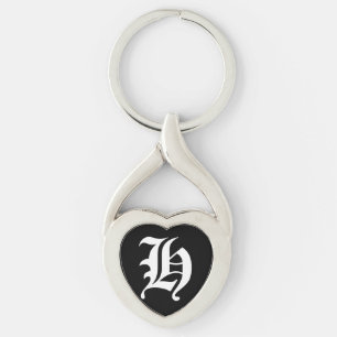 "H" Black Heart Keychain Schlüsselanhänger