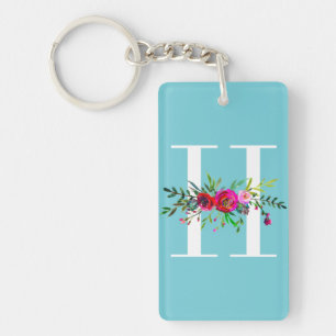 H Buchstabe Anfangs Monogramm Floral Benutzerdefin Schlüsselanhänger