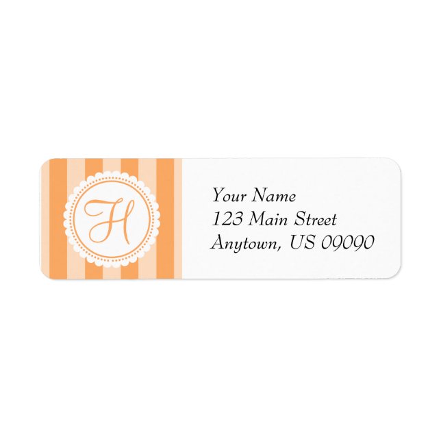 H Candy Striper Monogram Address Labels (Orange) (Vorne)
