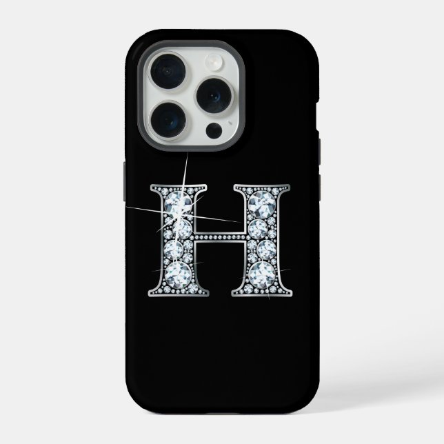H Faux-Diamant-Monogramm iPhone Hülle (Rückseite)
