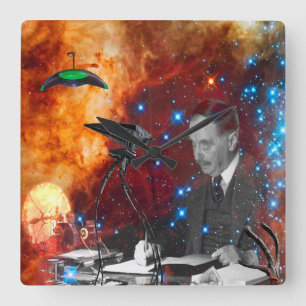 H.G.Wells Quadratische Wanduhr