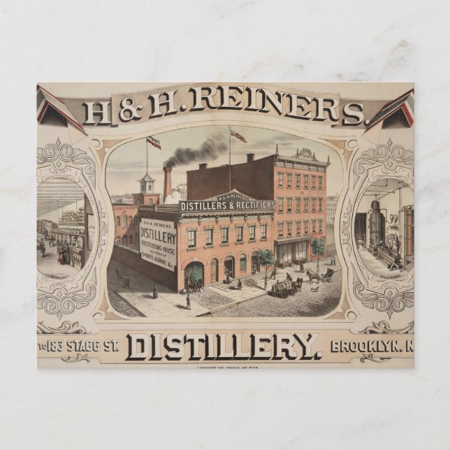H. & H. Reiners Distillery Gebäude in Brooklyn, Ny Postkarte (Vorderseite)