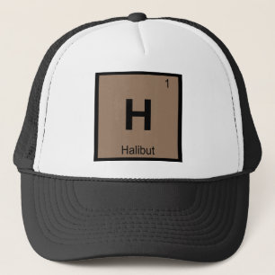 H - Heilbutt-Fisch-Chemie Periodensystem-Symbol Truckerkappe