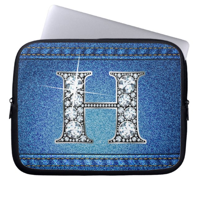 H Imitate "Diamond" Denim Stitching Electronics Ba Laptopschutzhülle (Vorderseite)