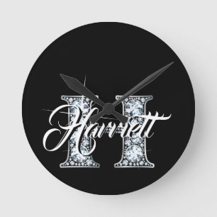 H Imitate Diamond Monogram Runde Wanduhr
