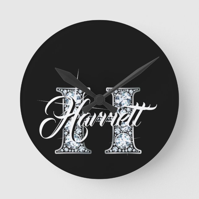 H Imitate Diamond Monogram Runde Wanduhr (Vorderseite)