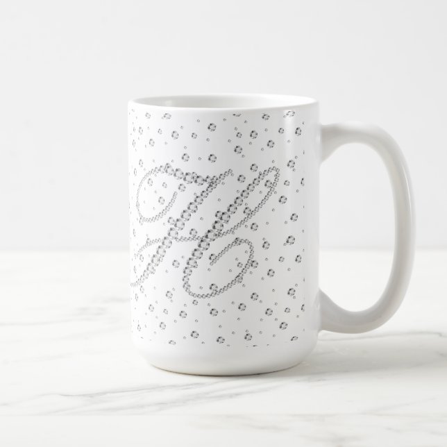 H Initial Monogram White Diamonds Print Tasse (Rechts)