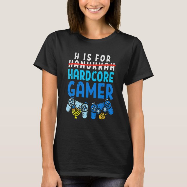 H Is For Hanukkah Gamer Video Gaming Chanukah Boys T-Shirt (Vorderseite)