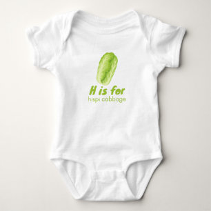 H is for HISPPI CABBAGE Green Veggie Alphabet Baby Strampler