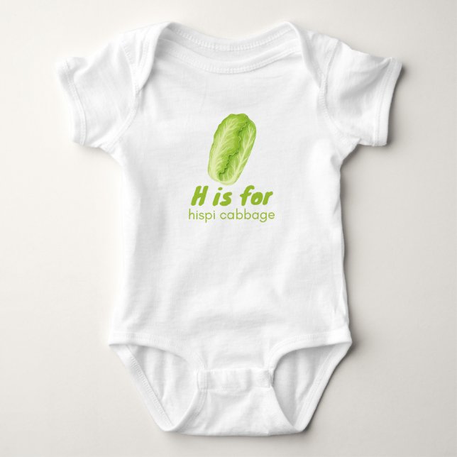 H is for HISPPI CABBAGE Green Veggie Alphabet Baby Strampler (Vorderseite)