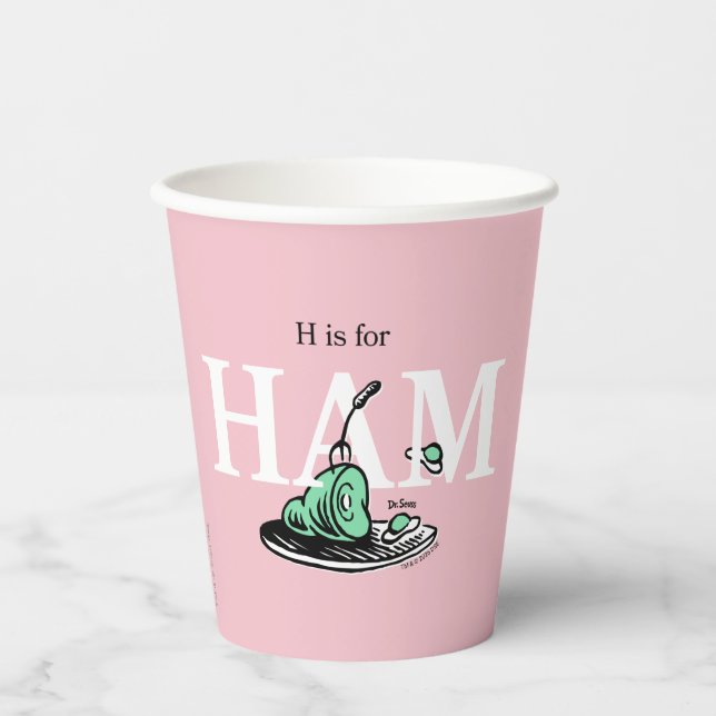 "H ist für HAM" | Alphabet-Design Pappbecher (Vorderseite)