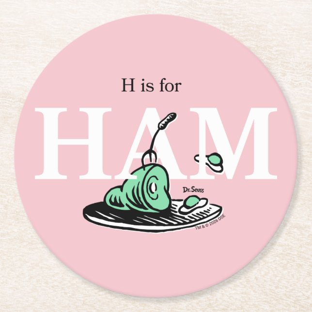 "H ist für HAM" | Alphabet-Design Runder Pappuntersetzer (Vorderseite)