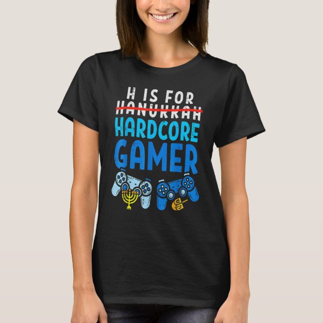 H ist für Hanukkah Gamer Video Gaming Boys Men Gir T-Shirt (Vorderseite)