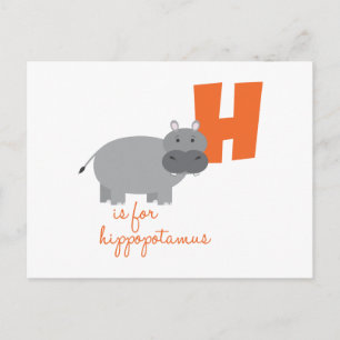 H ist für Hippopotamus Postkarte