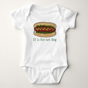 H ist für Hot Dog Hotdog Relish Bun Letter Initial Baby Strampler