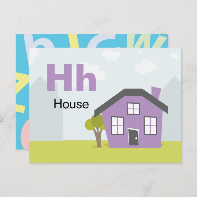 H ist für House - Alphabet Flash Card Postkarte (Vorne/Hinten)