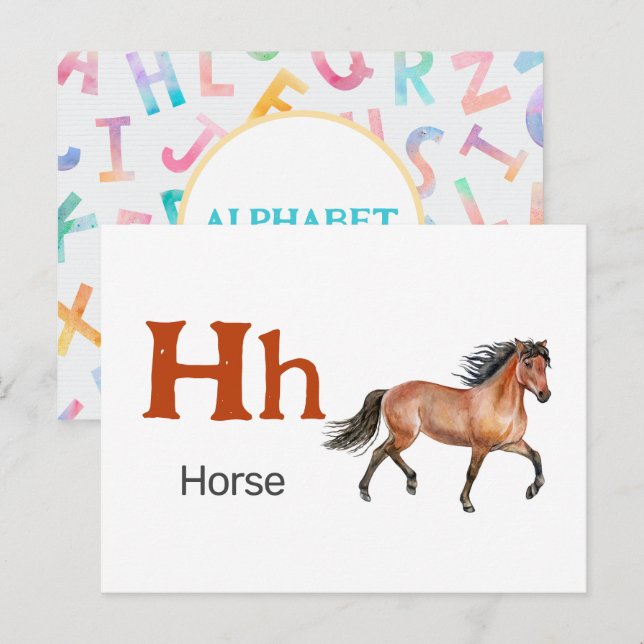H ist für Pferd - Alphabet Flash Card Postkarte (Vorne/Hinten)