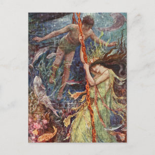 H J Ford Vintage-Illustration Meerjungfrau Postkarte