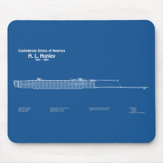 H. L. Hunley - Pläne für Schiffskonzepte ABD Mousepad (Vorne)