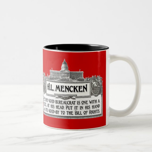 H.L.Mencken auf Bürokraten Zweifarbige Tasse (Rechts)