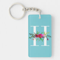 H Letter Initial Monogram Floral Custom Color