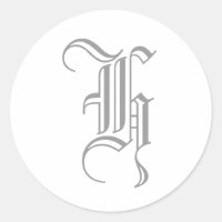 H Letter Monogram Sticker Grau Altes Englisch
