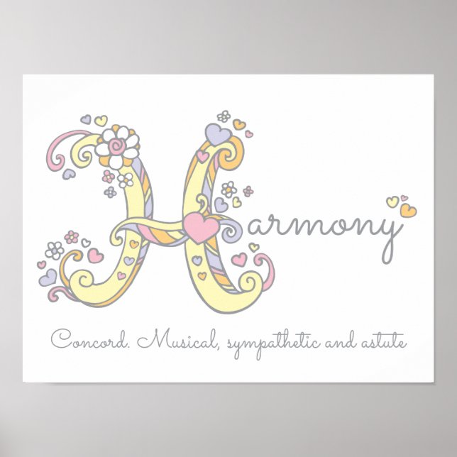 H monogram art Harmongirls name meint poster (Vorne)