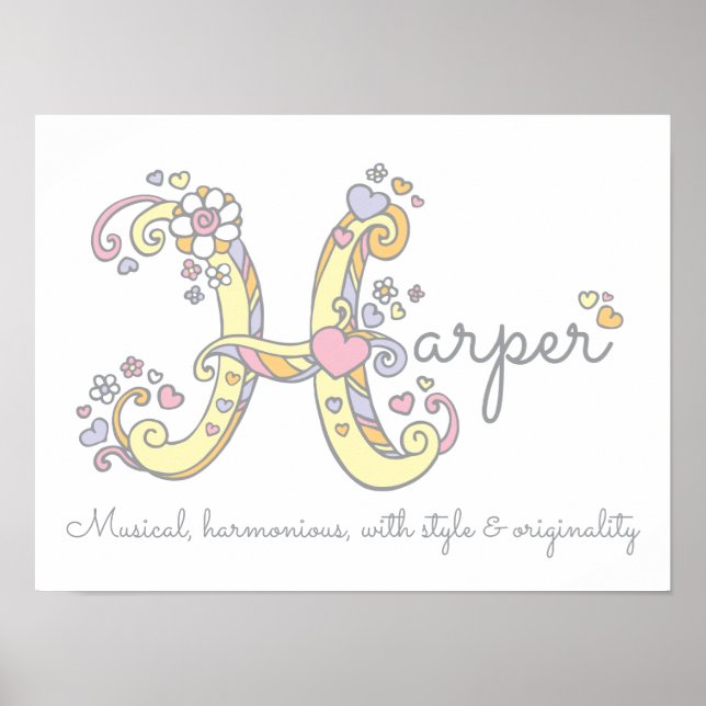 H monogram art Harper girls name meint poster (Vorne)