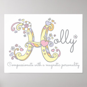 H monogram art Holens name girls meint poster