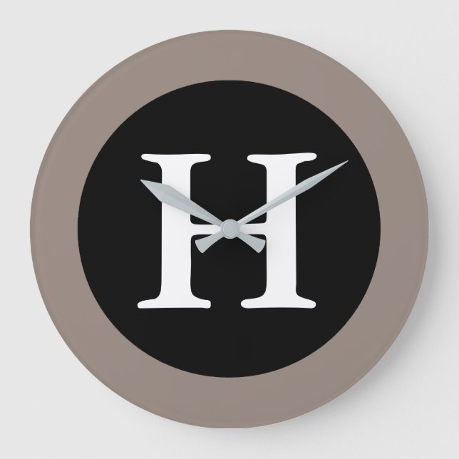 H: Monogram H Large Modern Wall Clock Große Wanduhr (Vorderseite)