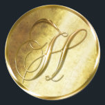 H Monogram Imitate Gold Umschlag Aufkleber Sticker<br><div class="desc">H Monogram Imitate Gold Umschlag oder Günstige Siegel. Diese klassischen Rundaufkleber sind mit nichtmetallischer Tinte auf einem flachen Aufkleber bedruckt, um wie Gold auszusehen. Sie sind nicht geschrägt oder geprägt, sondern so gestaltet, als wären sie geschrägt oder geprägt. Diese monogramm-Siegel in Gold werden auf weißem Hintergrund gedruckt, es sei denn,...</div>