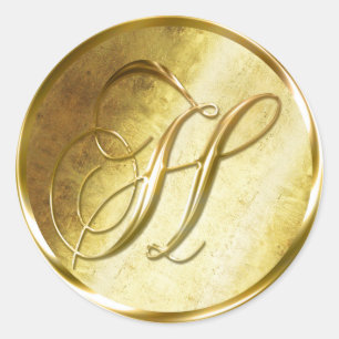 H Monogram Imitate Gold Umschlag Aufkleber Sticker