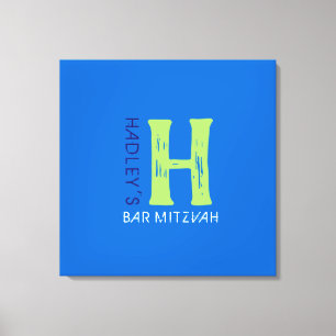 H Monogram, Initial Bar Bat Mitzvah Sign-In Board Leinwanddruck